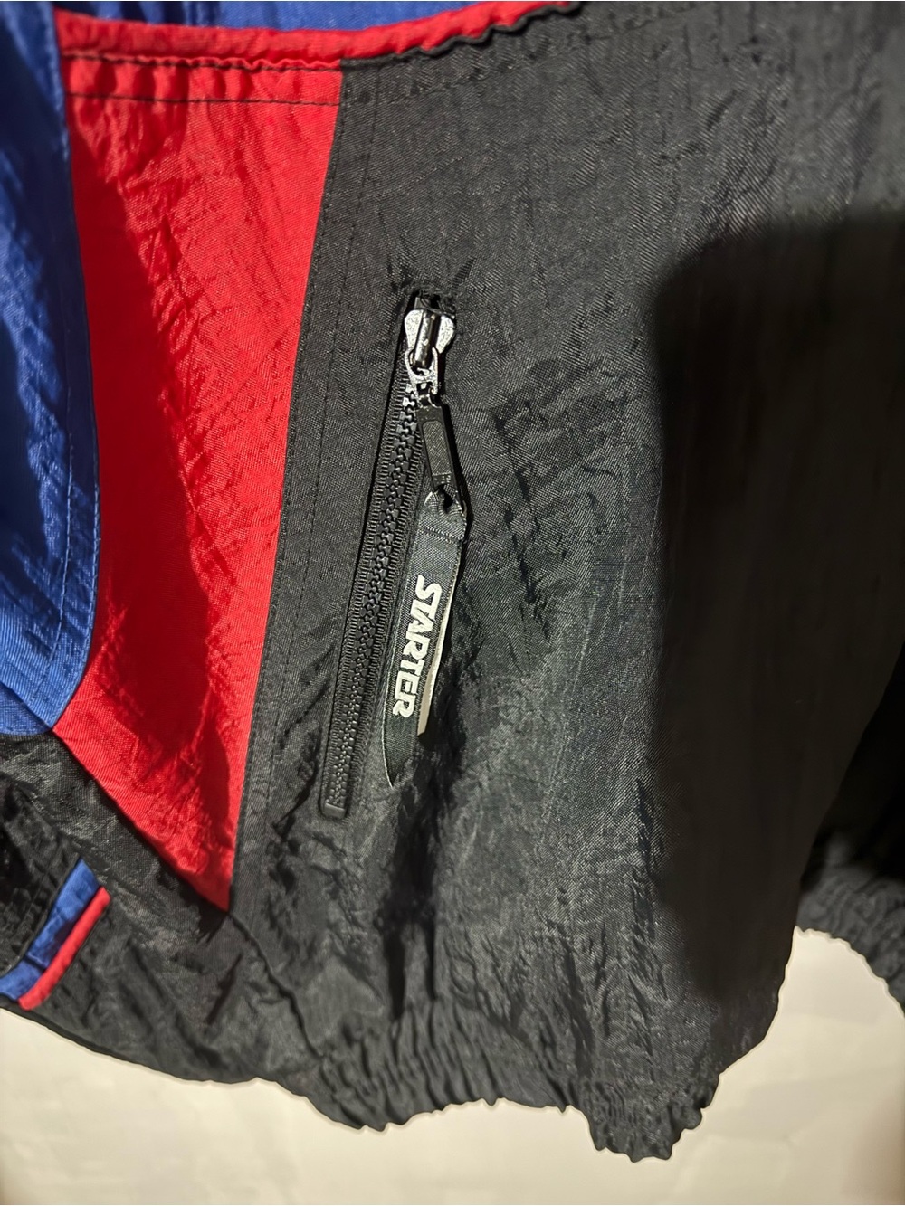 Black Bomber Jacket with Blue & Red Trim - New York Rangers Style - Picture 7 of 16